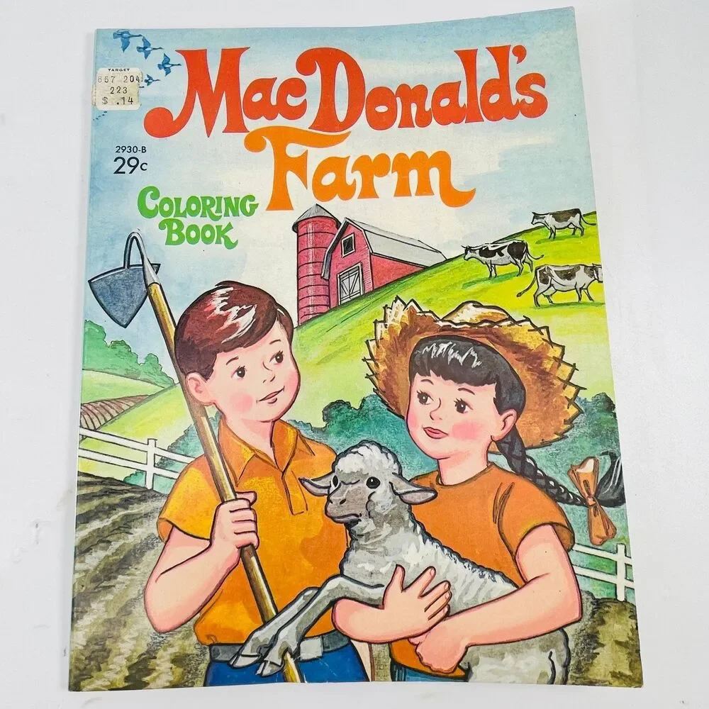MacDonald's Farm Coloring Book 1971 Vintage Western Publishing Kids Uncolored